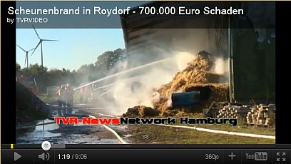 Roydorf Scheunenbrand 700000 Euro Schaden