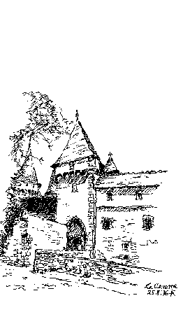 Reiseskizze Architekturskizze Château du Beaujolais Burg / Château La Clayette