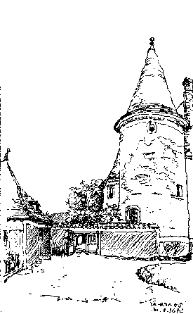 Architecural Sketch Dessin Croquis de architecture Architektur-Zeichnung Château du Beaujolais Schloß Varennes