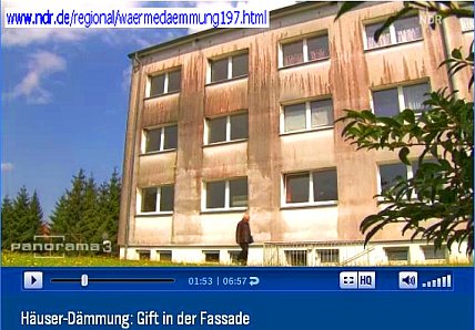 NDR Panorama 3 am 09.10.12 Häuser-Dämmung: Gifte in der Fassade