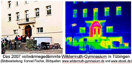 Thermographie Wärmebild-Kamera-Aufnahme Haus Fassade in Tübingen