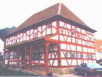 Baroque timber-work framework-house after change, renovation and restoration